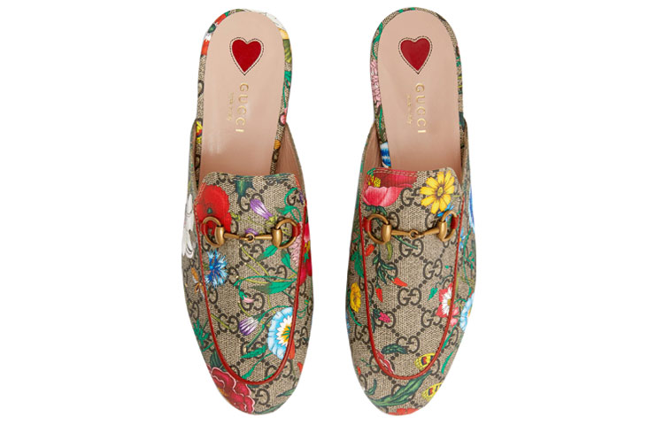 Lookbook GUCCI 古馳 Princetown系列 雙G 花卉刺繡 時尚休閒平底鞋 女款 紅棕