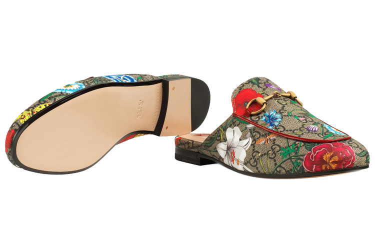 Purchase GUCCI 古馳 Princetown系列 雙G 花卉刺繡 時尚休閒平底鞋 女款 紅棕