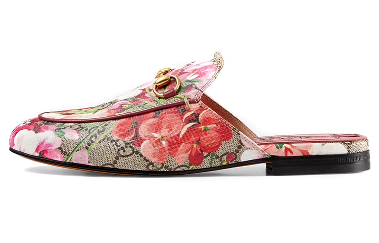 (Women) Gucci Princetown GG Supreme Monogram Blooms Slippers 'Beige Dry Rose' 432772-KU2P0-8973