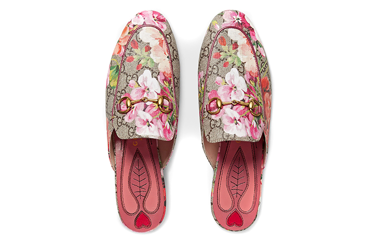 Lookbook GUCCI 古奇 雙G 帆布樂福鞋 女款 粉紅印花