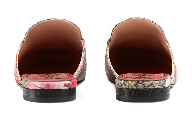Shop GUCCI 古奇 雙G 帆布樂福鞋 女款 粉紅印花