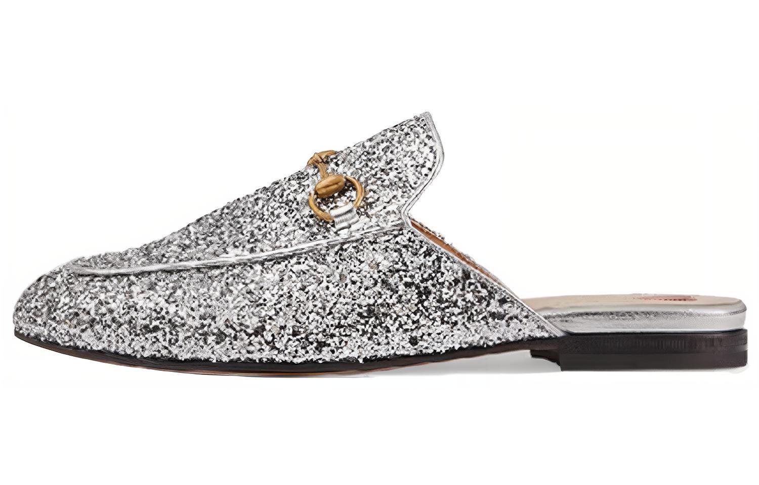 (Women) Gucci Princetown Glitter Slippers 'Silver Metallic' 432773-KSP20-8106