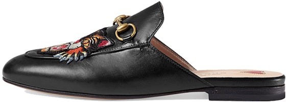 (Women) Gucci Princetown leather slipper with Angry Cat 481180-C9D00-1000 (Women) Gucci Princetown leather slipper with Angry Cat 481180-C9D00-1000