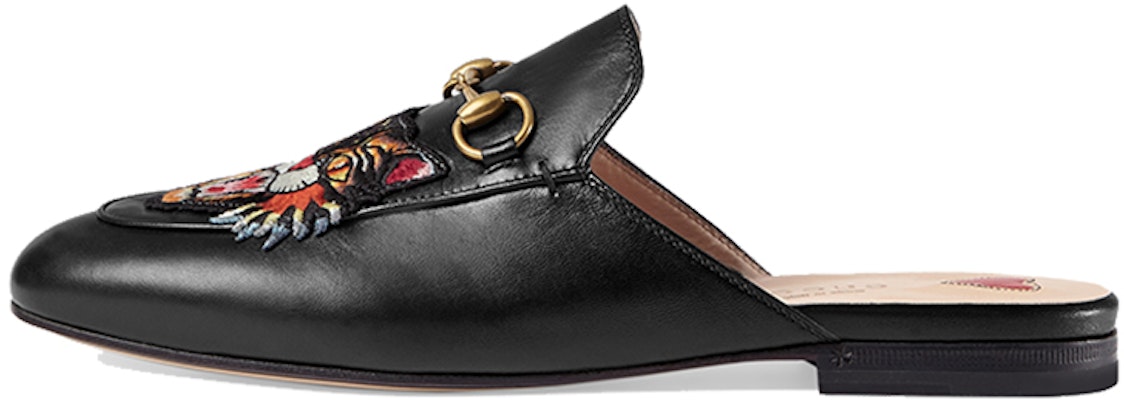 (Women) Gucci Princetown leather slipper with Angry Cat 481180-C9D00-1000 Buy (Women) Gucci Princetown leather slipper with Angry Cat 481180-C9D00-1000