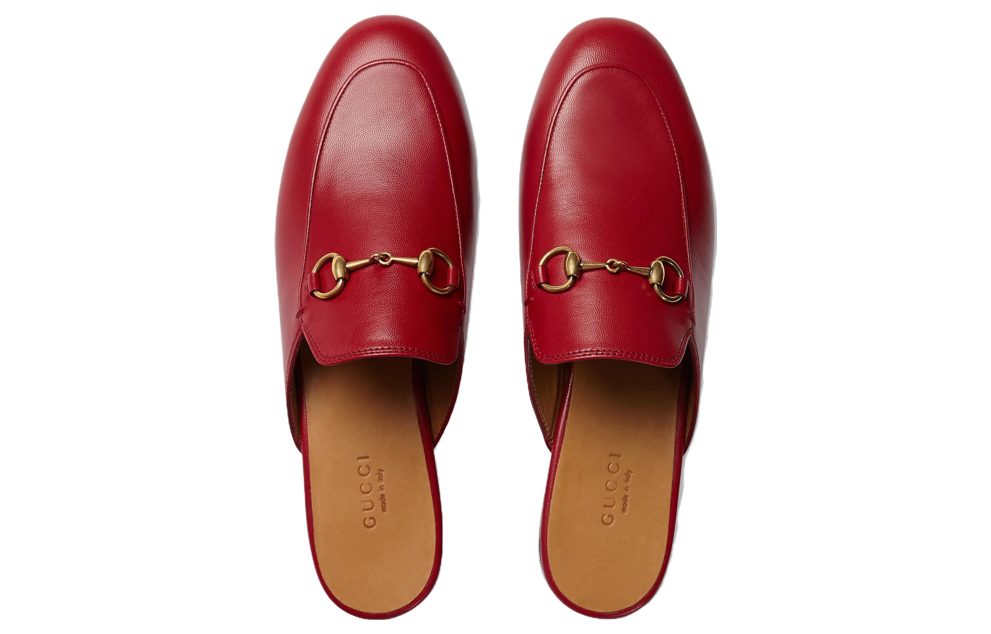 Shop (W) 구찌 프린스타운 레드 레더 슬리퍼 (Gucci Prinstown Red Leather Slipper) 423513-C9D00-6433