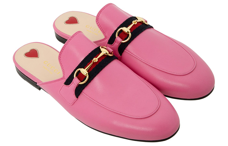 Shop GUCCI 古馳 Princetown 時尚穆勒平底鞋 女款 粉紅色