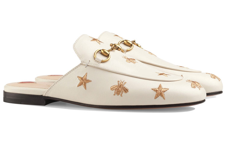 (W) Gucci Princetown Series Embroidered Leather Slipper White 圖 3