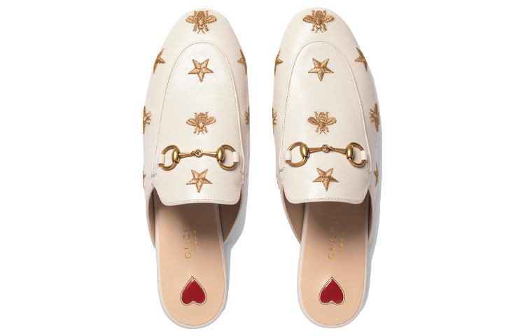 Shop (W) Gucci Princetown Geborduurde Leren Slipper Wit 505268-D3V00-9022