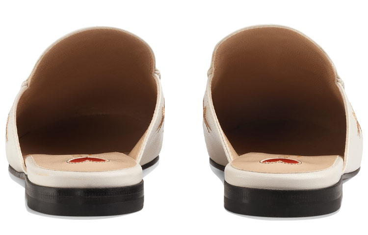 (W) Gucci Princetown Series Embroidered Leather Slipper White 圖 5