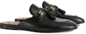 (W) Gucci Princetown Selipar Kulit Hitam Rumbai 659628-1W610-1066