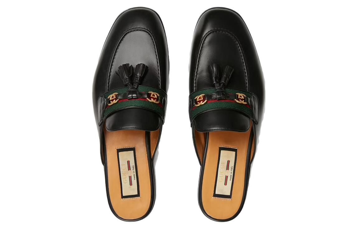 Shop (W) Gucci Princetown Pantofole Nere in Pelle con Nappa 659628-1W610-1066