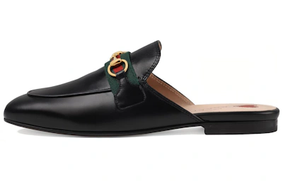 (Women) Gucci Princetown Slipper Black Web Leather