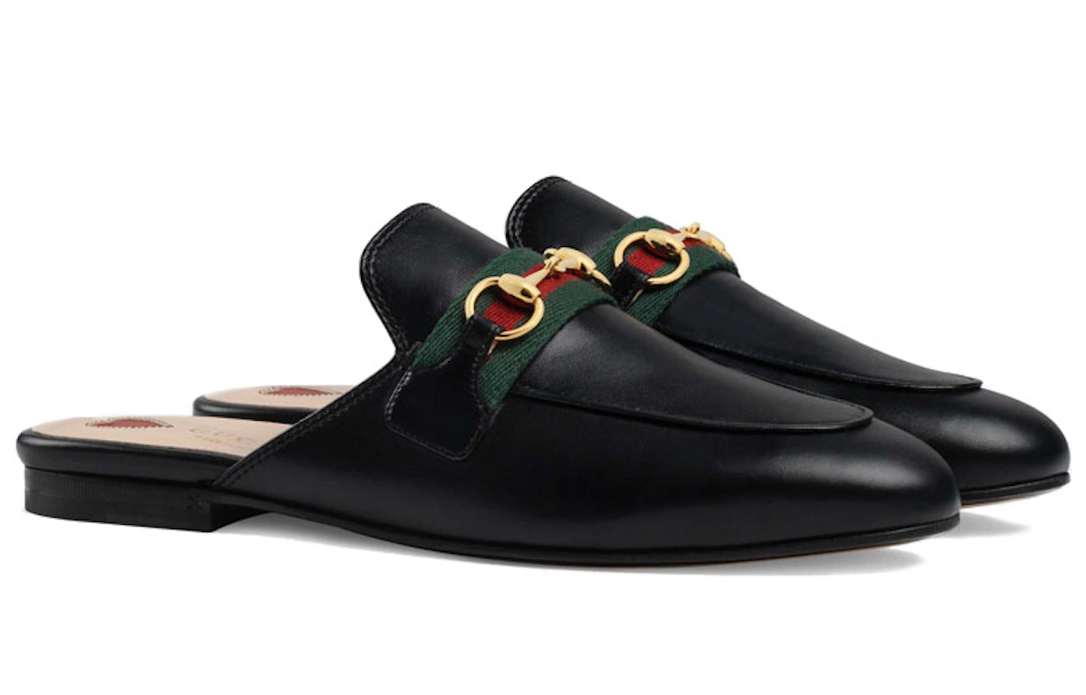 (Women) Gucci Princetown Slipper Black Web Leather
