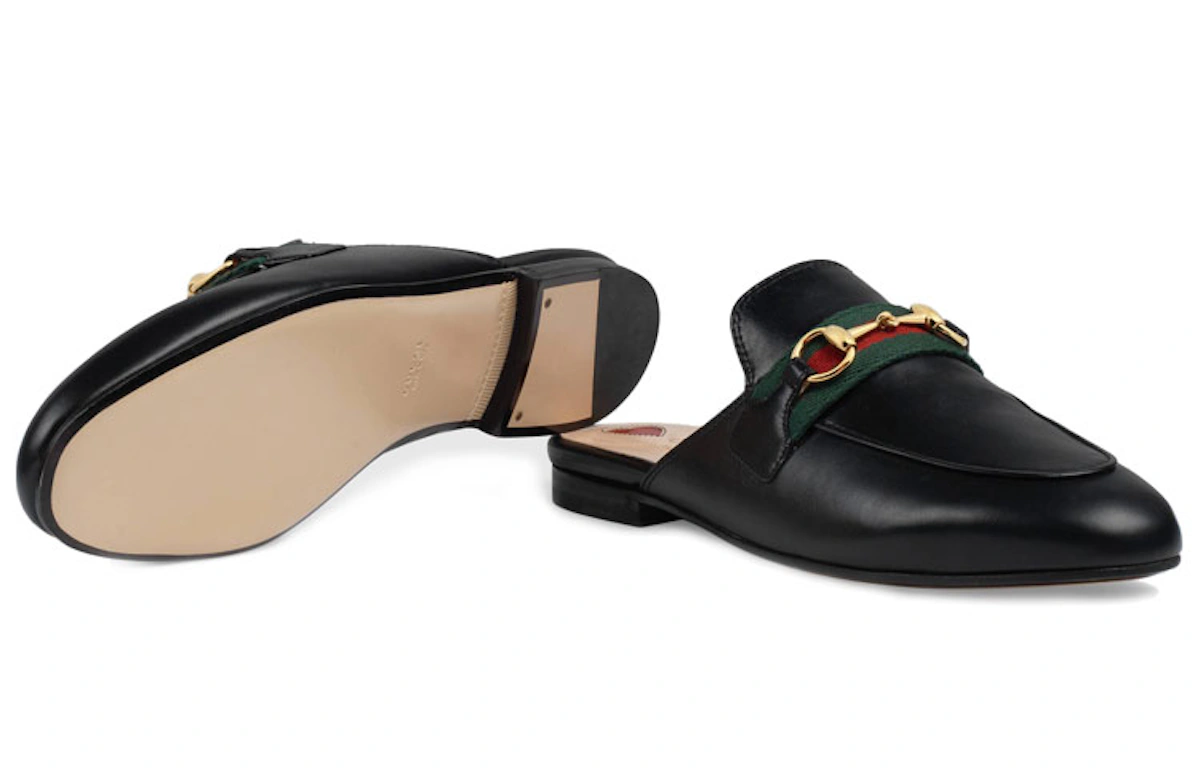 (Women) Gucci Princetown Slipper Black Web Leather