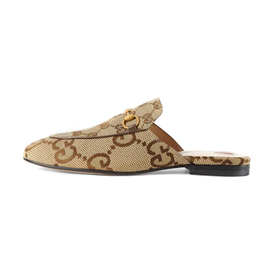 (W) Gucci Princetown Slipper Jumbo GG Camel Canvas