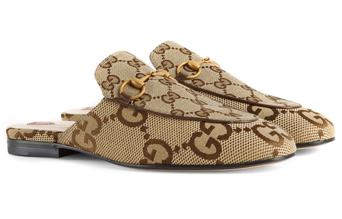 (Women) Gucci Princetown Slipper Jumbo GG Camel Canvas