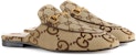 (W) Gucci Princetown Slipper Jumbo GG Canvas Coklat Unta 475094-UKO60-2588