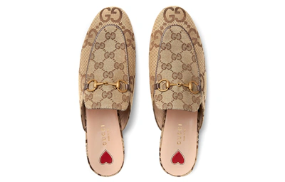 (Women) Gucci Princetown Slipper Jumbo GG Camel Canvas