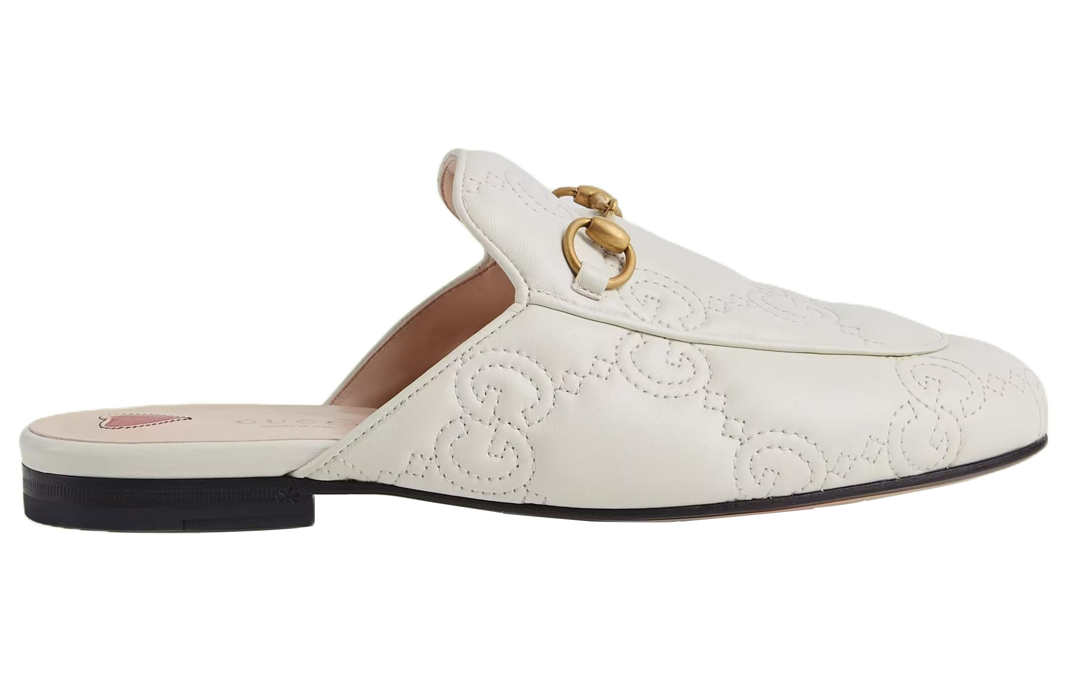 Order (W) Gucci Princetown Zapatillas Blancas de Cuero Grabado 699901-BKO60-9124