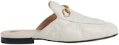 Order (W) Gucci Princetown Zapatillas Blancas de Cuero Grabado 699901-BKO60-9124