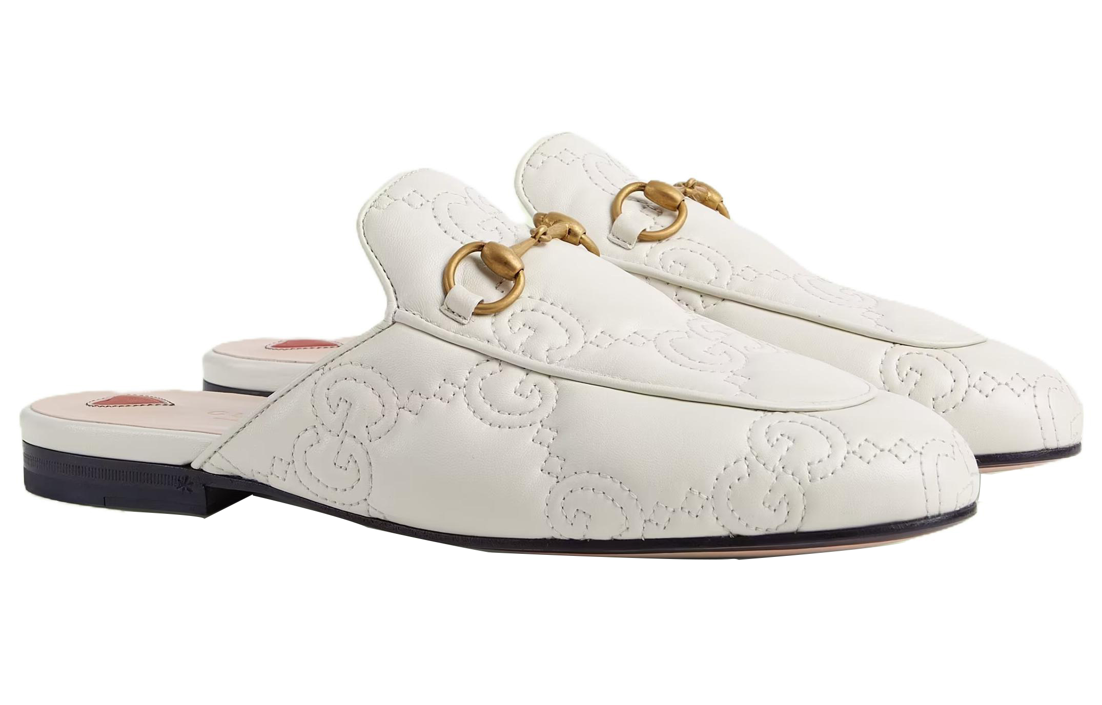 Lookbook (W) Gucci Princetown Zapatillas Blancas de Cuero Grabado 699901-BKO60-9124