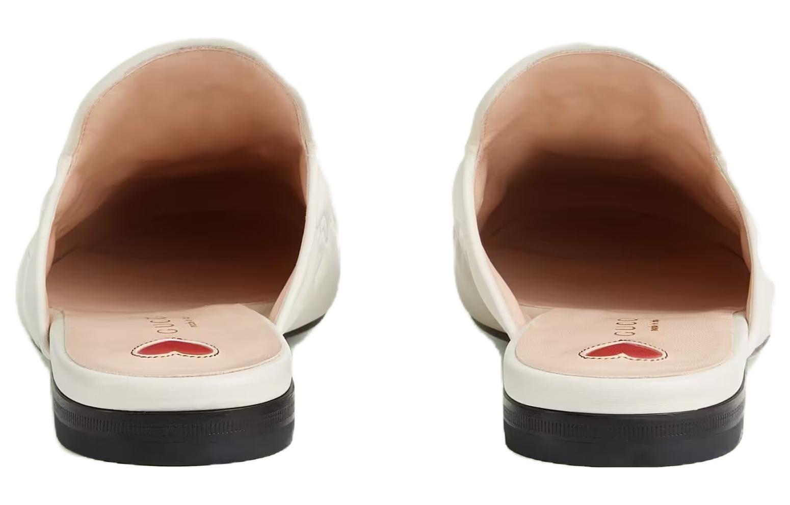 Purchase (W) Gucci Princetown Zapatillas Blancas de Cuero Grabado 699901-BKO60-9124