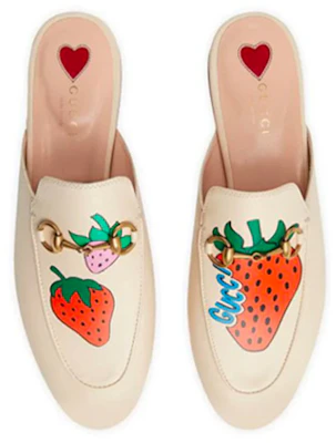 (W) Gucci Princetown Sandal Kulit Cetak Stroberi Putih 580082-1GN00-9531 Shop (W) Gucci Princetown Sandal Kulit Cetak Stroberi Putih 580082-1GN00-9531