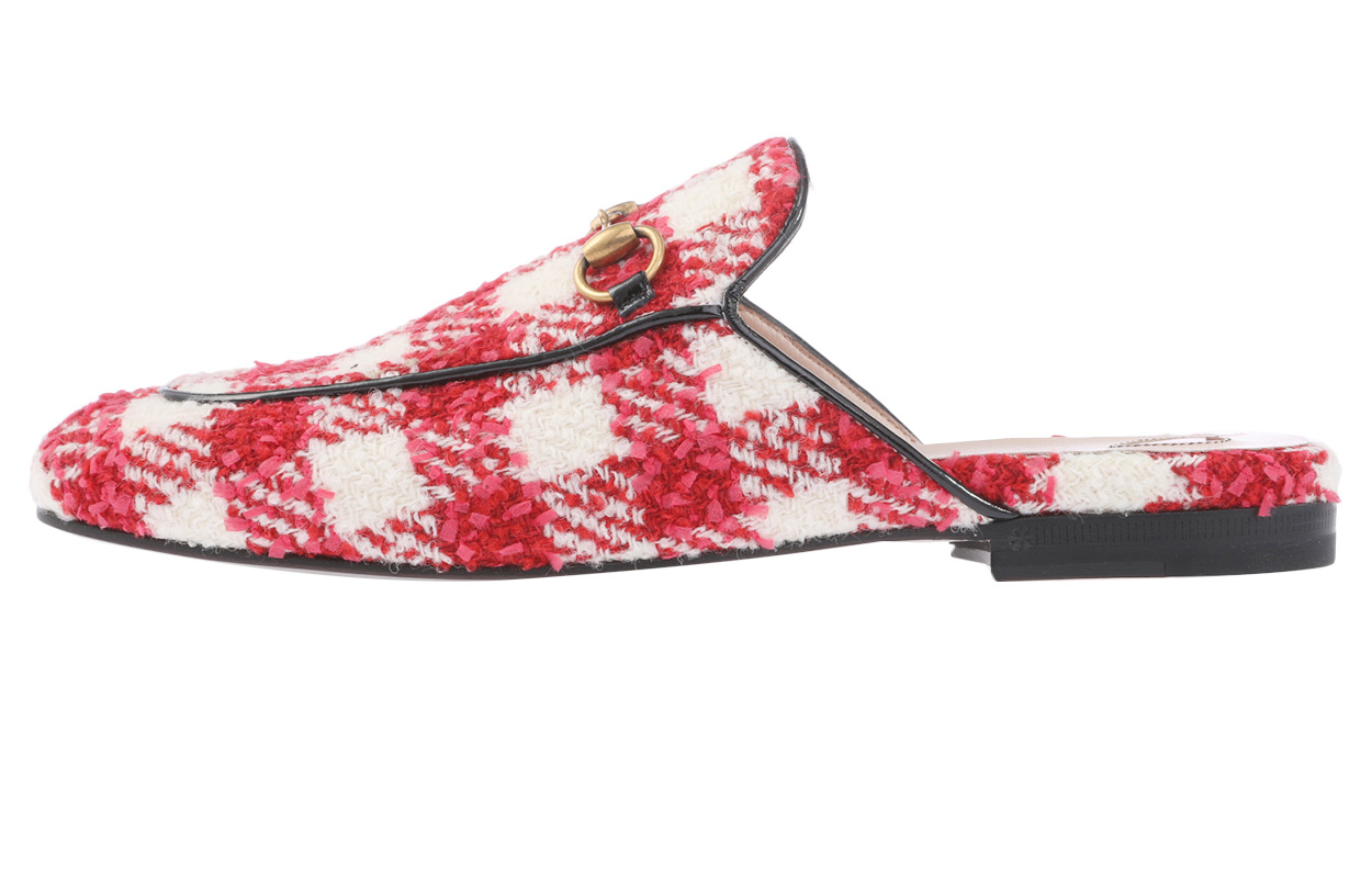 (Women) Gucci Princetown Tweed Check 'Red' 475094-G1220-9141