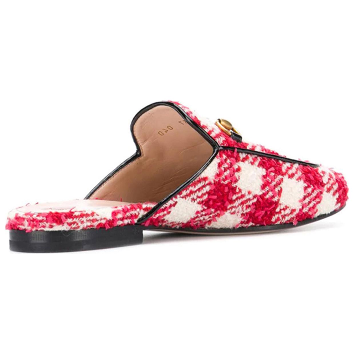 Shop (W) Gucci Princetown Tweed Check ''Rosso'' 475094-G1220-9141