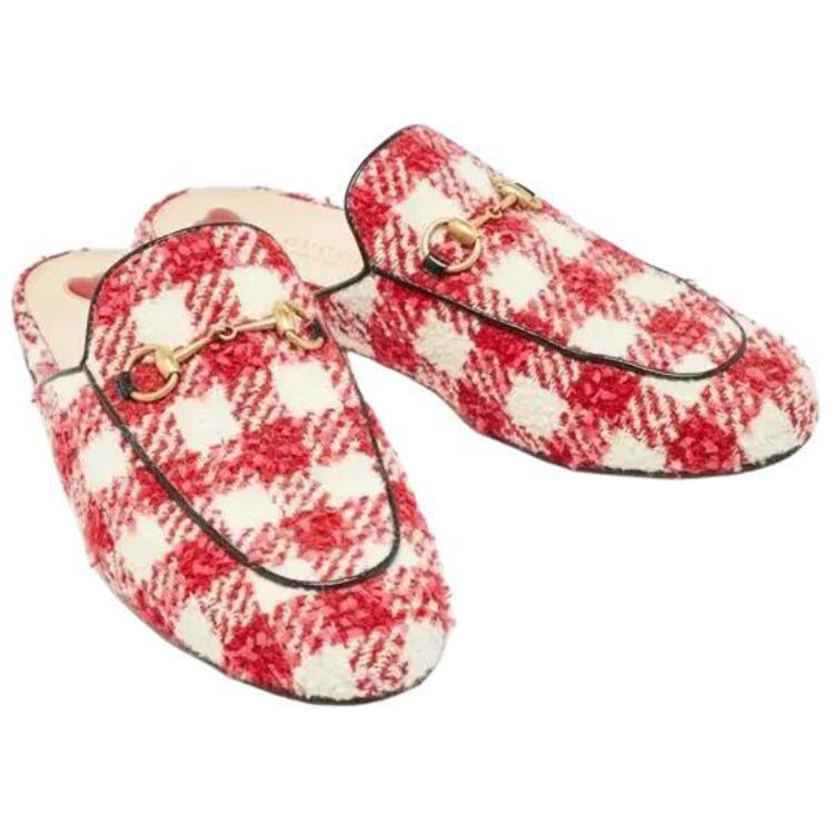 Purchase (W) Gucci Princetown Tweed Check ''Rosso'' 475094-G1220-9141