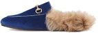 (W) Gucci Princetown Velvet Bulu Berlapis 'Cobalt Blue' 448657-K4D50-4572