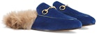 (W) Gucci Princetown Velvet Bulu Berlapis 'Cobalt Blue' 448657-K4D50-4572