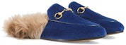 Order (W) Gucci Princetown Velvet Bulu Berlapis 'Cobalt Blue' 448657-K4D50-4572