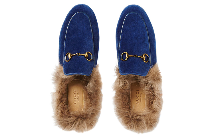 Lookbook (Women) Gucci Princetown Velvet Fur Lined 'Cobalt Blue' 448657-K4D50-4572