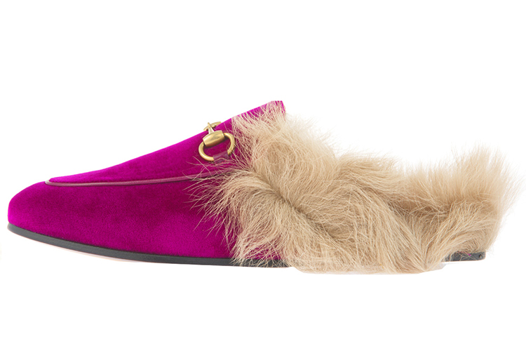 (Women) Gucci Princetown Velvet Fur Lined 'Fucsia' 448657-K4D50-5682