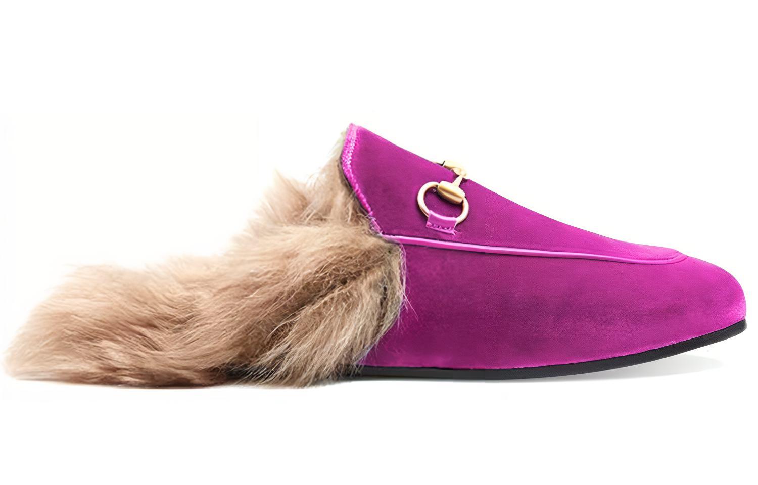 (W) Gucci Princetown Velvet Fur Lined 'Fucsia' 圖 2