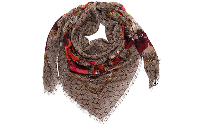 (Women) Gucci Print Shawl Brown for Women 508797-3G200-5179 圖 2