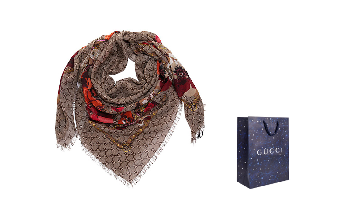 (Women) Gucci Print Shawl Brown for Women 508797-3G200-5179 圖 5