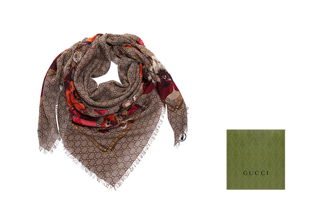 (Women) Gucci Print Shawl Brown for Women 508797-3G200-5179 圖 6