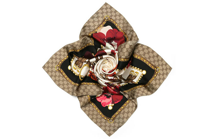 (Women) GUCCI Print Totem Silk Scarf for Women Black Blue 508796-3G001-1070 圖 2