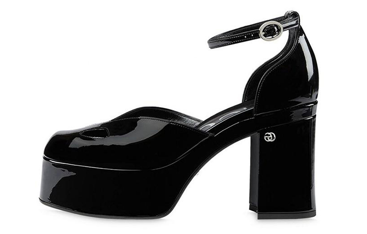 Buy (W) 古驰黑扣方跟高跟鞋 637143-BNC00-1000