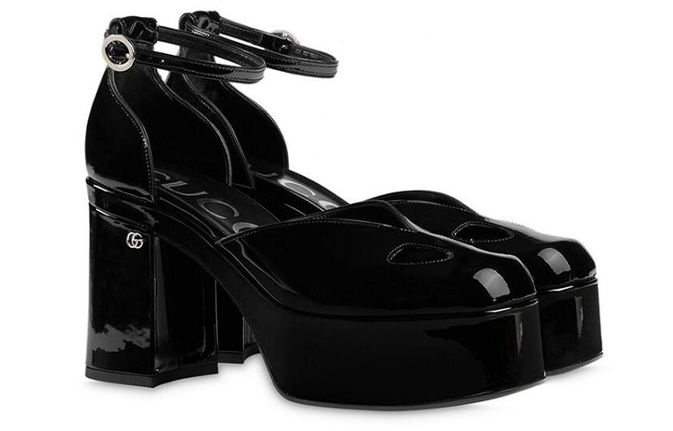 Order (W) 古驰黑扣方跟高跟鞋 637143-BNC00-1000