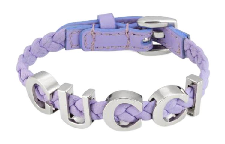 Order (W) GUCCI Gelang Kulit Ungu dengan Hiasan Huruf untuk Wanita. 684631IAAA28164