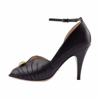 (W) Gucci Python Leather Open-Toe High Heels 'Black'
