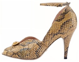 (W) 古驰黄蟒蛇皮露趾扣带高跟鞋 727516-EAAGR-7105 Buy (W) 古驰黄蟒蛇皮露趾扣带高跟鞋 727516-EAAGR-7105