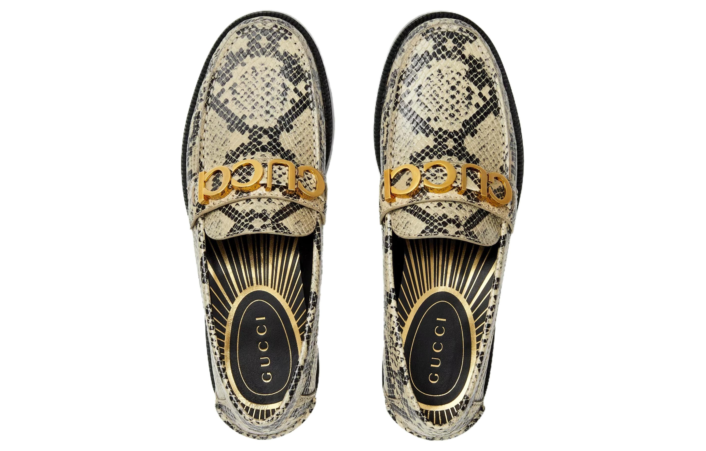 (W) Gucci Python Print Logo Loafer 'Neutral' 圖 3