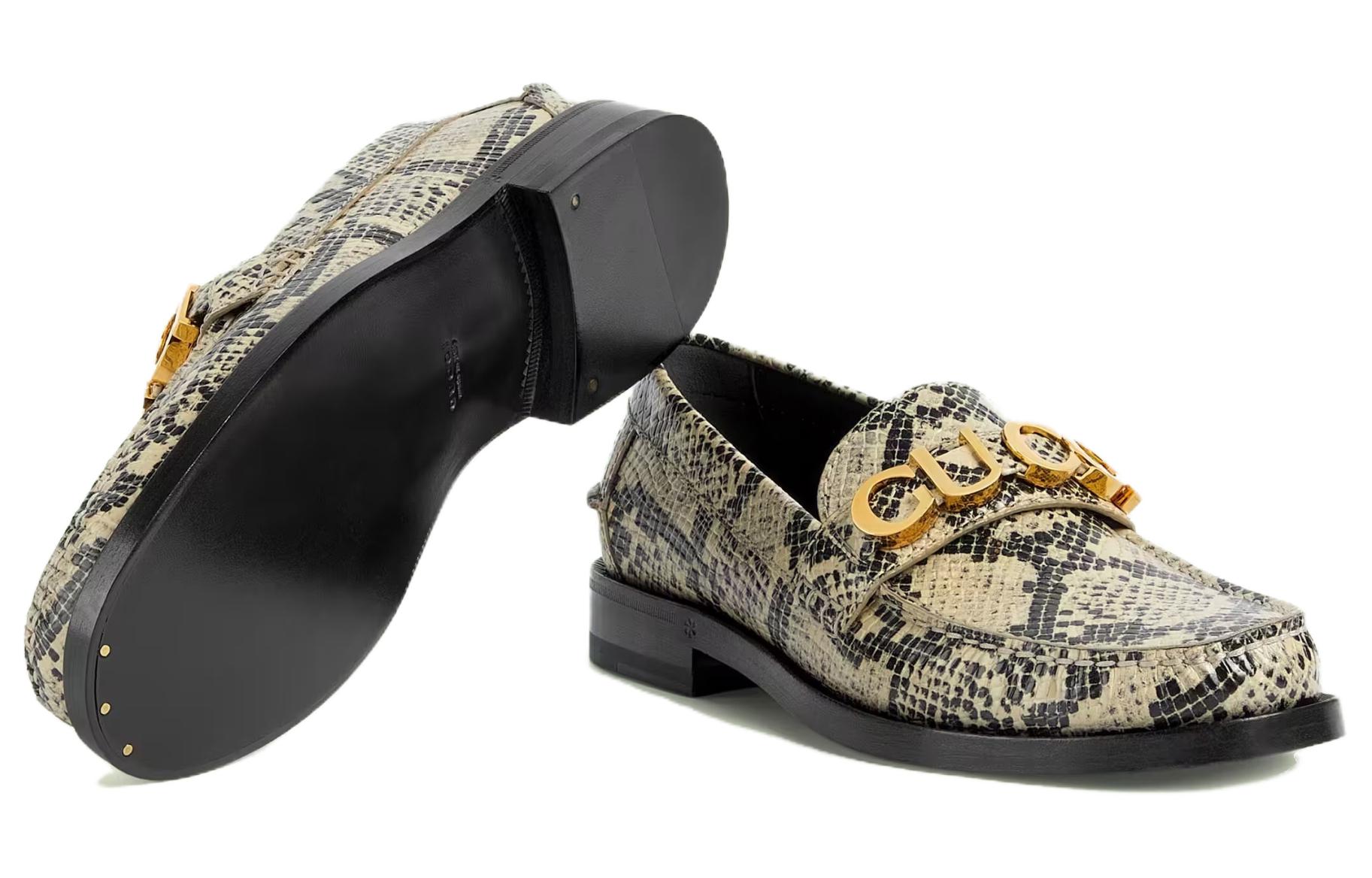(W) Gucci Python Print Logo Loafer 'Neutral' 圖 5