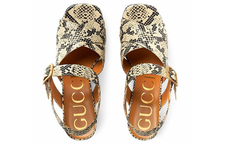 Order (W) Gucci 蟒蛇印花中性色厚底凉鞋 656383-19Y00-9719