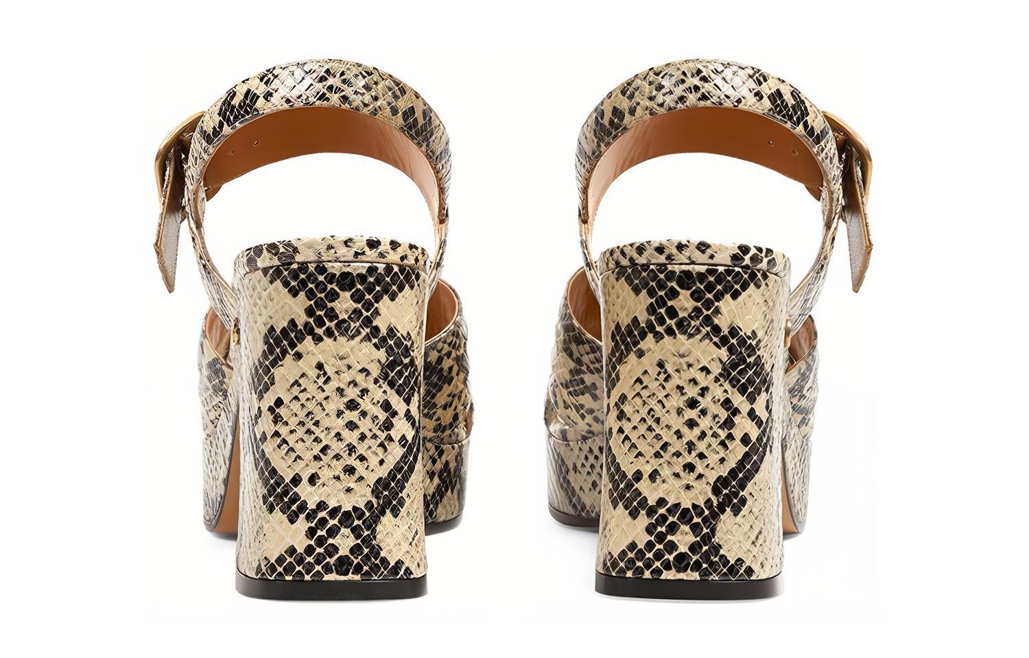 Lookbook (W) Gucci 蟒蛇印花中性色厚底凉鞋 656383-19Y00-9719