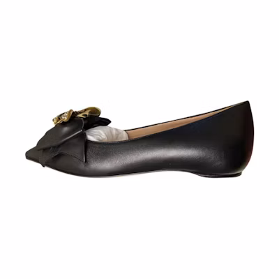 (W) Gucci Queen Margaret Leather Flat 'Black'